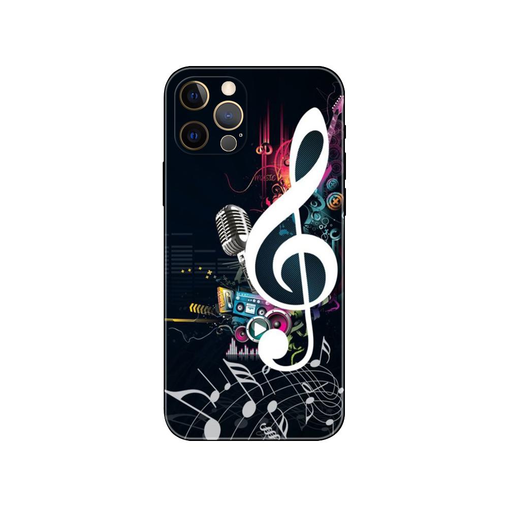 Musikalische Noten Violine Klassisch Handyhülle für iPhone 5s 2020se 6s 7 8 plus x 10 XR XS 11 12 13 mini pro MAX schwarz TPU Rückseite