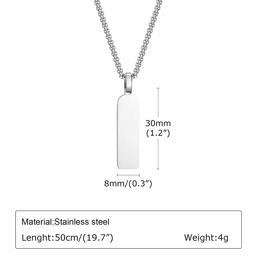 Initial Bar Mens Necklaces,Stainless Steel Vertical Geometric Pendant Collar with A-Z Letters,Casual Personalited Gift for Him