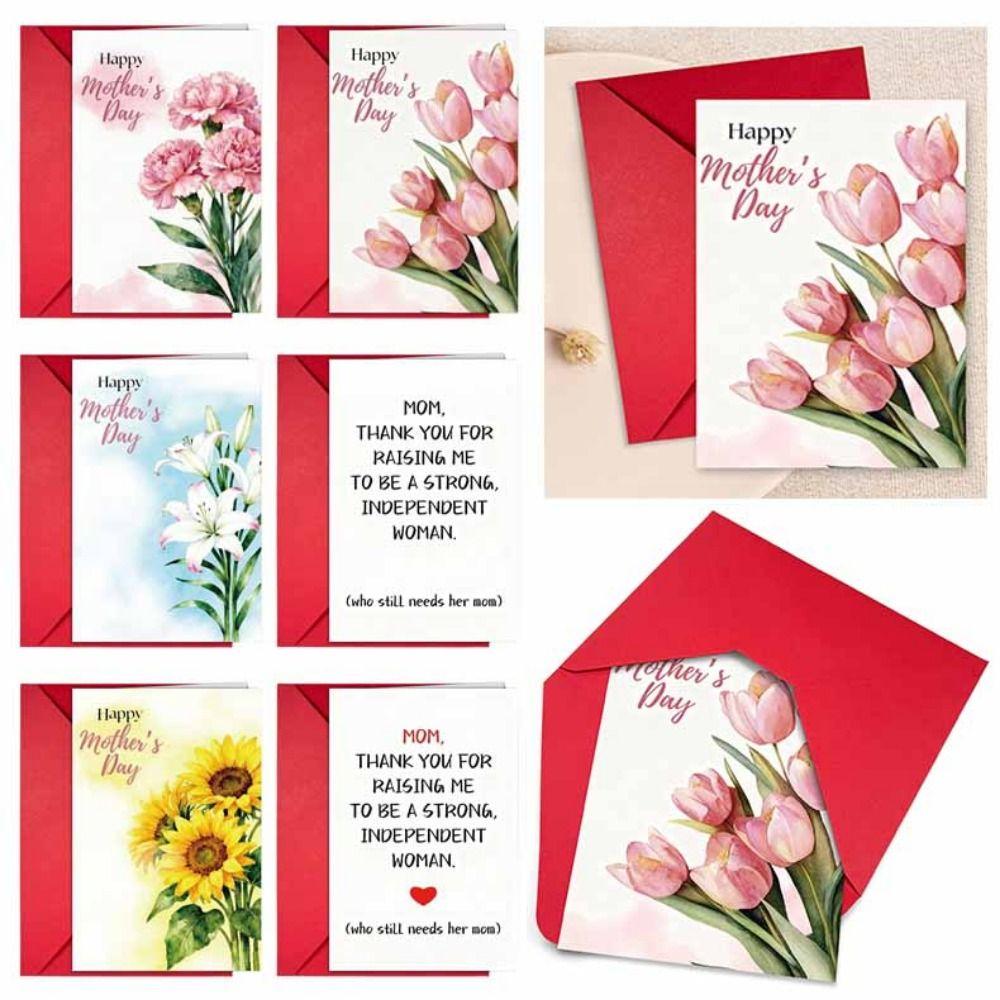 10Pcs/Set Folding Mother's Day Greeting Card Elegant Holiday Card Thank You Card Invitations Cards