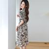 Srcr Women's 16 Momme Silk Printed Lapel Dress