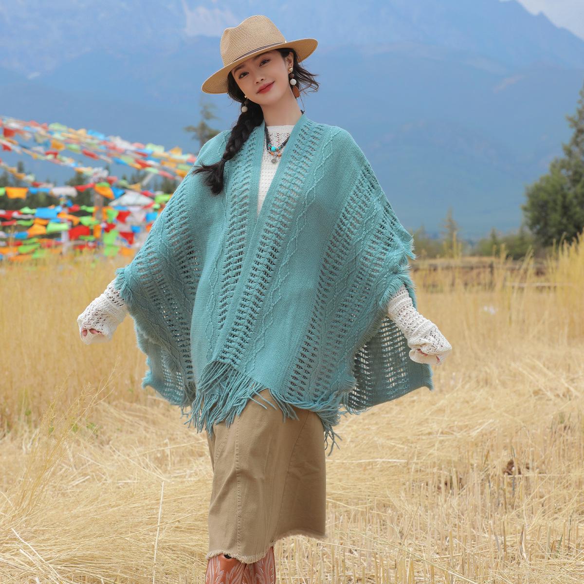2025 Ethnic Summer Women s Tassel Shawl Cape Scarf 100-135CM