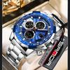 Steel Strip Electronic Quartz Mens Watch Multi Functional Sports Waterproof Calendar Fashion Watches for Men Relógios
