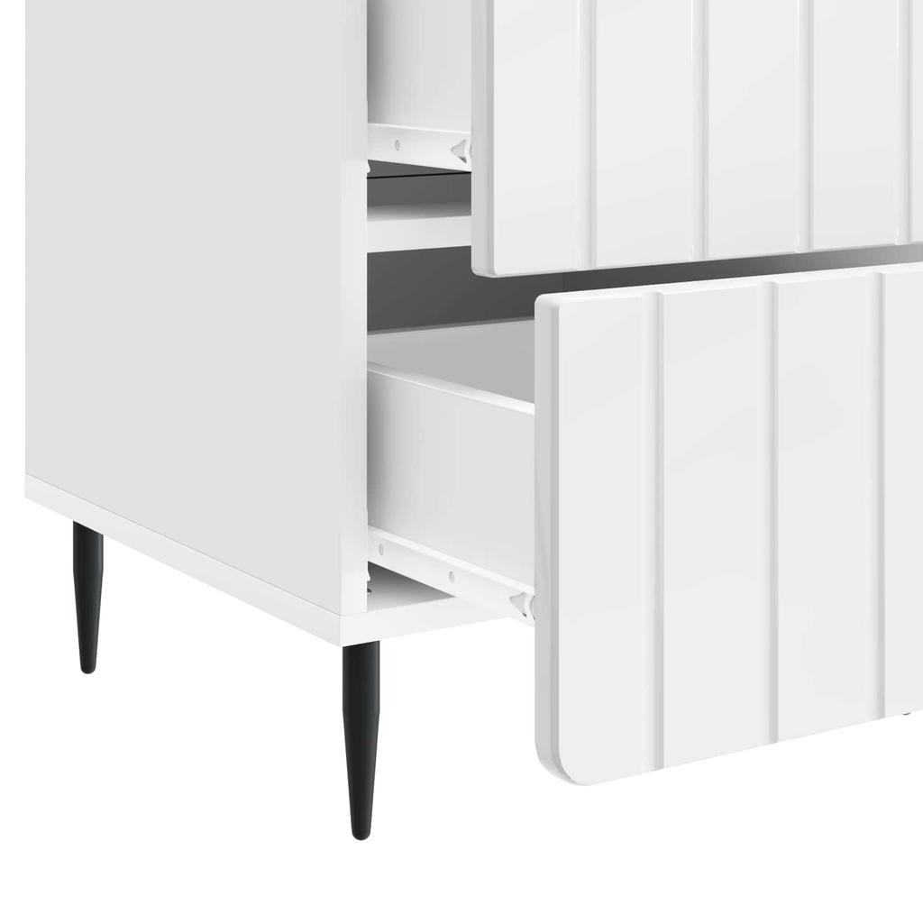Nightstand High Gloss White 43 x 41 x 68 cm Engineered Wood
