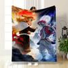 A Fiery Swordsman Faces a Striped Opponent Under Dual Sun and Moon. for All Seasons Blanket Lunch Break Throw Gift