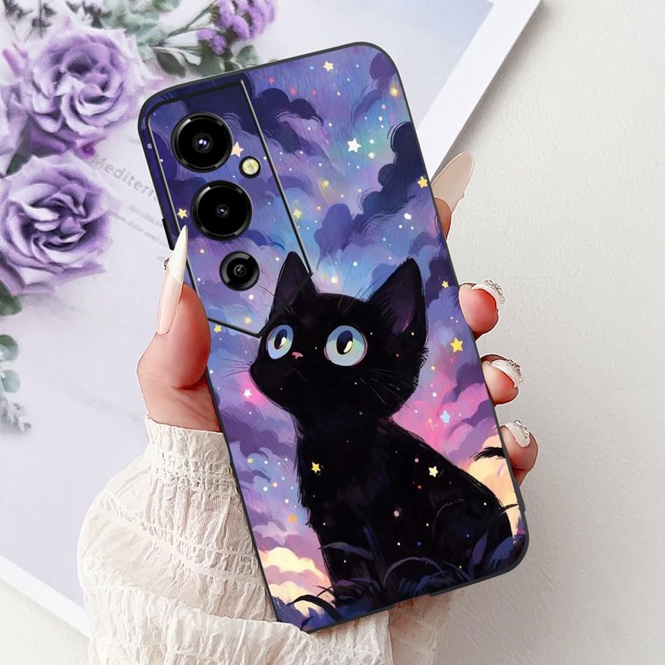 Für Tecno Pova 4 Pro Pova4 Elegantes Blumiges Katzen Handyhülle Für Tecno Pova 4 4Pro LG8n LG7n Klare TPU Silikon Weiche Hüllen Stoßfänger