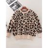 Export round Neck Leopard Print Long Sleeve Knitwear Women's Fall and Winter New Arrival Loose Thick Bottoming Shirt Tops