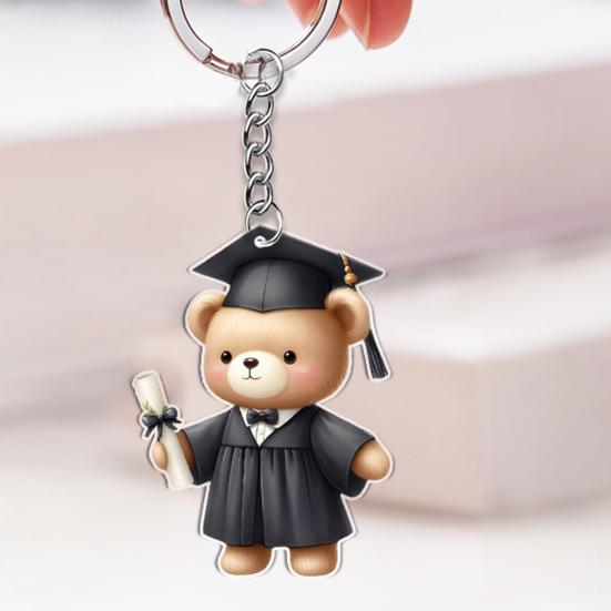 Graduation Bear Keychain Pendant 2D Acrylic Car Key Pendant Commemorative Graduation Keepsake Gift