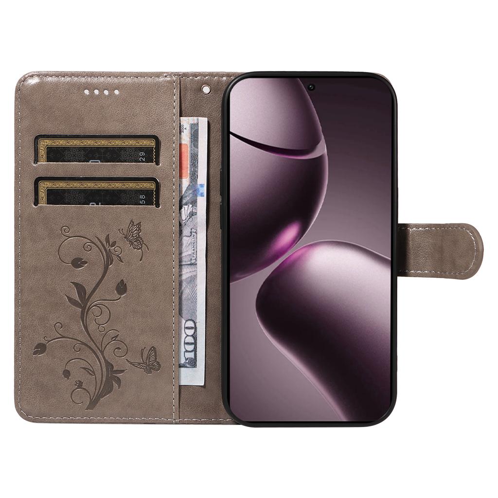 For Honor 400 5G (Global) Stand Case Leaf Shape Magnetic Clasp Leather Phone Cover with Hand Strap
