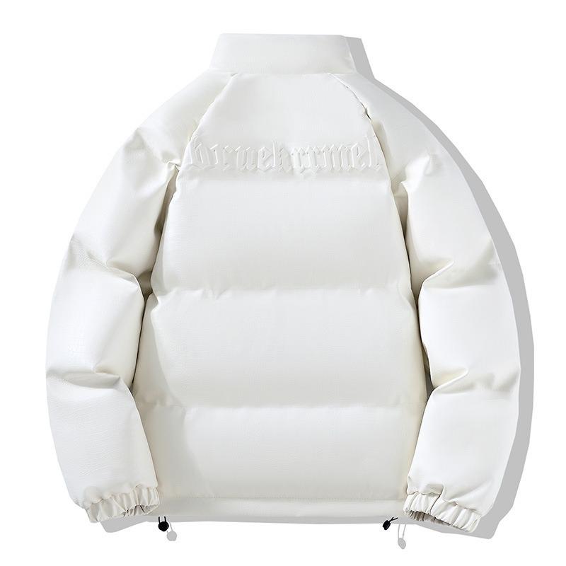 Men's autumn and winter embossed fashion stand-up collar jacket trendy brand thickened casual bread clothes