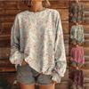 Damen Vintage Floral Print Sweatshirt Langarm Rundhalsausschnitt Locker Lässig Pullover Herbst Retro Stil Oberteile