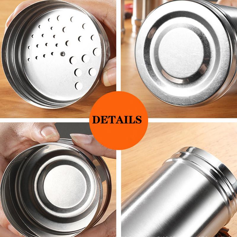 Stainless Steel Spice Jar Seasoning Bottle Rotating Cap Spice Pepper Salt Shaker Seasoning Storage Container Kitchen Tools