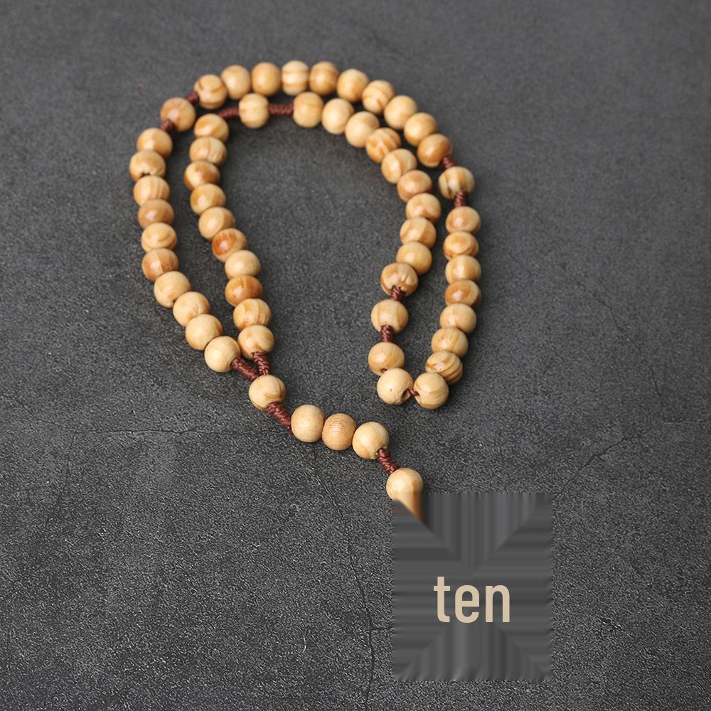 Handmade Natural Wood Bead Rosary with Cross & European American Design