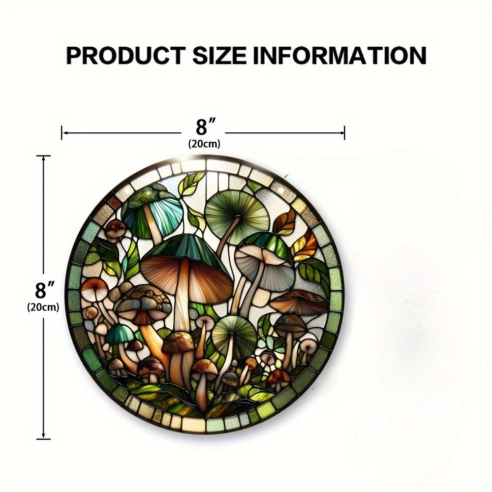 Mushroom & Plant Sun Catcher. Stained Glass Style Wreath for Porch, Bedroom & Terrace. A Perfect Gift.
