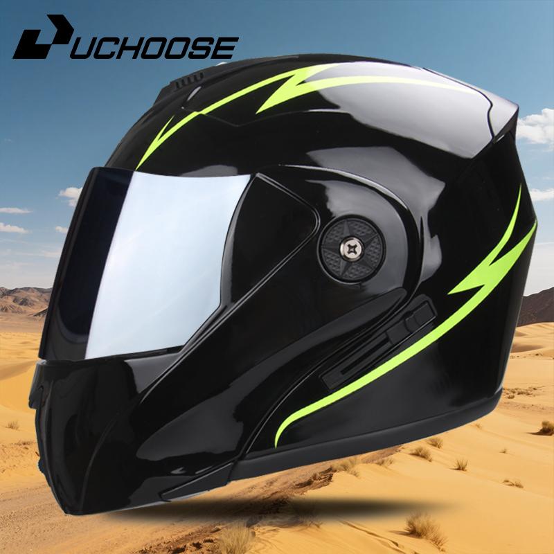 UCHOOSE New Motorcycle Helmet Full Face Racing with Double Sun Visor Women Man Flip Up Double Lens DOT