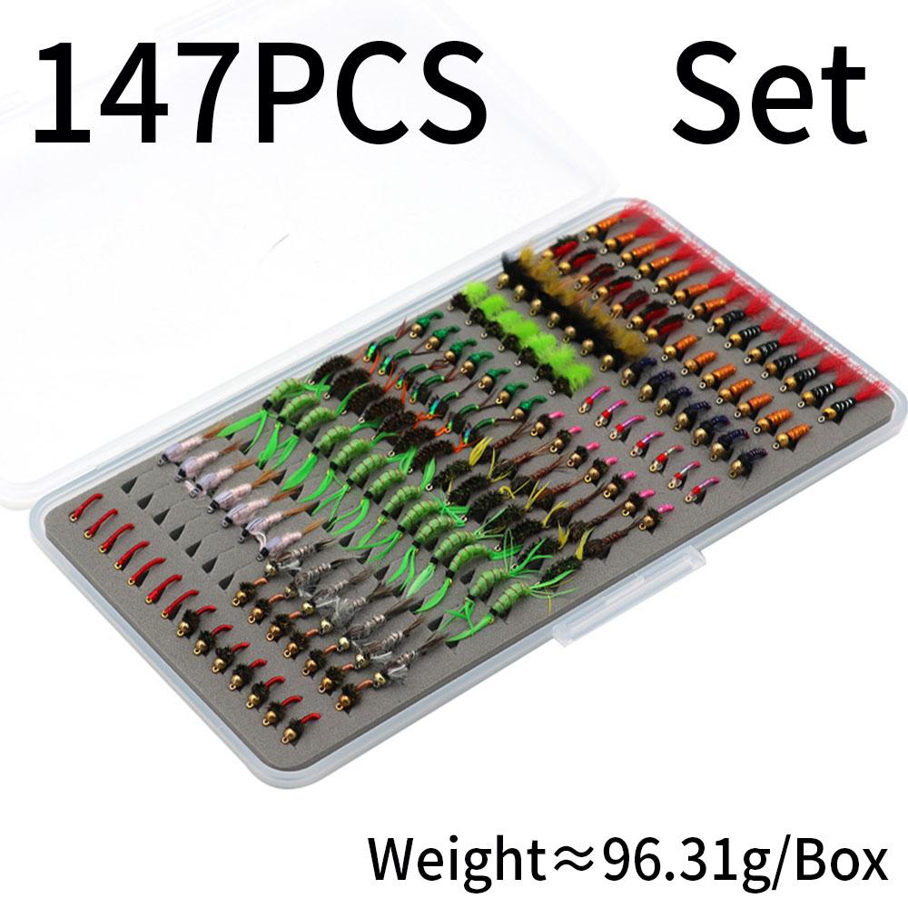 

126/133/147 шт. Нимфа Скуд Личинка Мошки Ультратонкий Портативный Набор Рыболовных Коробок Форель Хариус Солнечник Приманка Карп Искусственная Рыбная Приманка