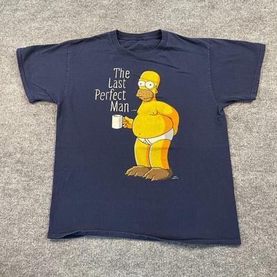 Vintage Lustiges Homer Simpson Letzter-Perfekter-Mann T-Shirt Groß 21x26 Matt-Groening