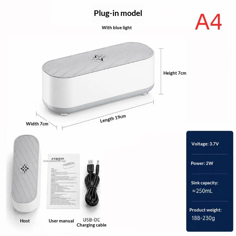 1 Set High Frequency Vibration Wash Cleaner Jewelry Glasses Cleaner Usb Rechargeable Or Battery Mode Ultrasonic Cleaning Machine