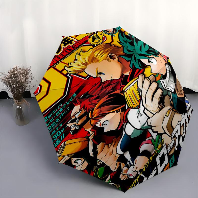 1pc My Hero Academia Automatic Folding Umbrella, Portable 3-Fold Design with 8-Bone Iron Frame, Perfect for Fans, Travelers, Everyday Use, and Festive