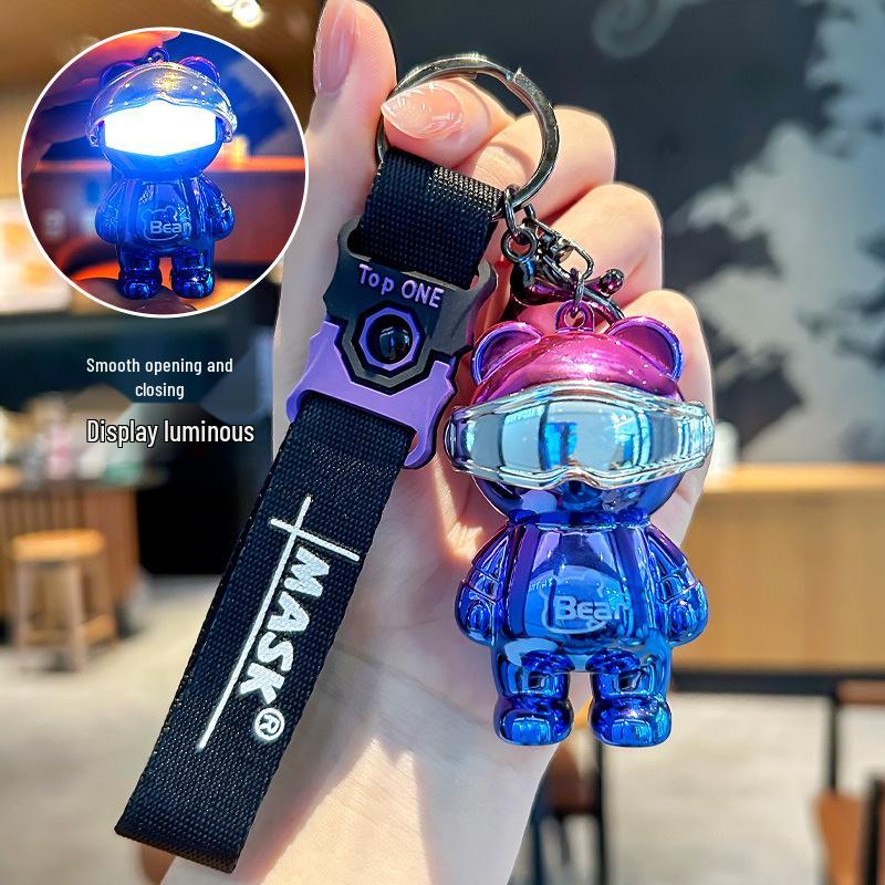 Gradient Plated Mechanical Bear Keychain with Night Light