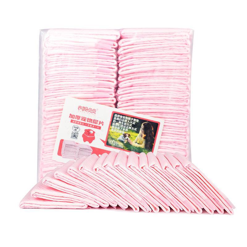 

Плотные одноразовые подгузники для собак - 100 впитывающих подушечек для домашних животных Pink Thickened S 33cm x 45cm, 100 pieces