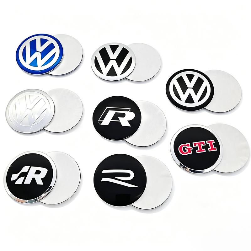 For VW 56mm 60mm 65mm VW Car Wheel Hub Center Cap Emblem Badge Stickers For Golf Passat B7 B8 Tiguan Polo Jetta tire Center Cover Decal zs2
