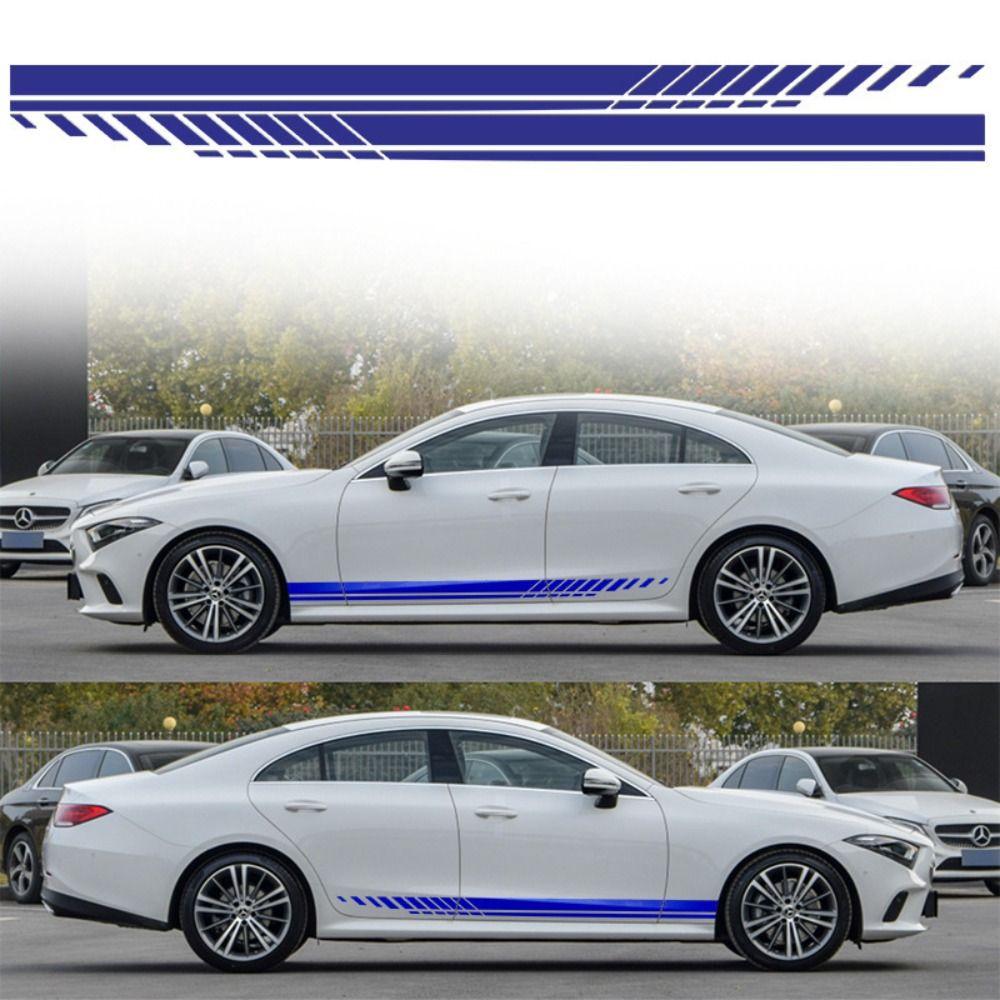2Pcs PVC Car Body Side Decal Multi-color Racing Stripe Graphic Stickers Car Side Stickers  Auto