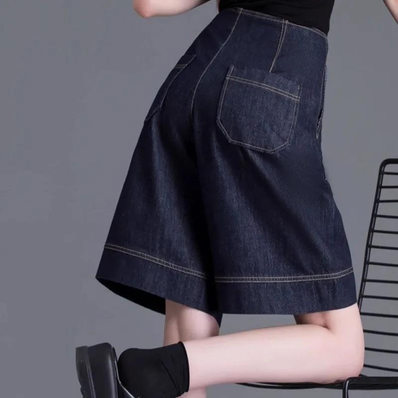 Ladies Short Jeans Spring Autumn Loose Women's Denim Straight Pant Be All-match Leisure Lady Cowboy Trousers