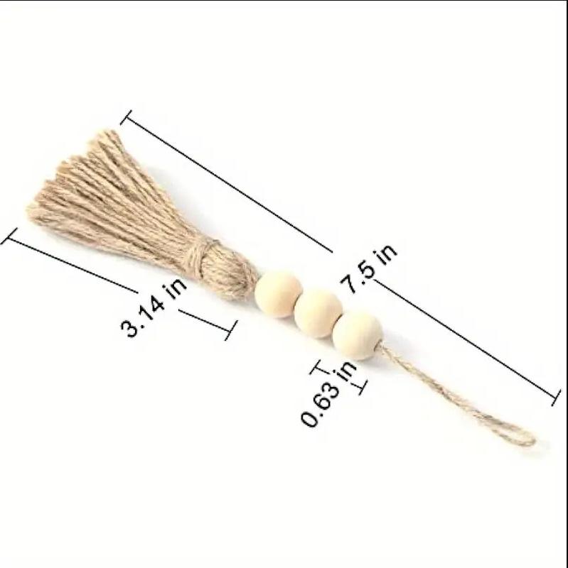 Multi-Size DIY Bohemian Wood Bead Strands with Tassels for Home Décor