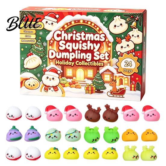 Sensory Relief Gifts for Classmates 2026 Christmas Dumplings Advent Calendar with 24 Mini Bun Squeeze Party Supplies Students Toys Festive Countdown
