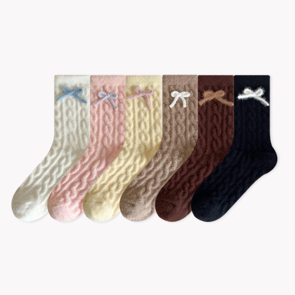 Screw Thread Floor Plush Socks Thickened Mid Tube Socks Women Creative Coral Fleece Socks  Winter