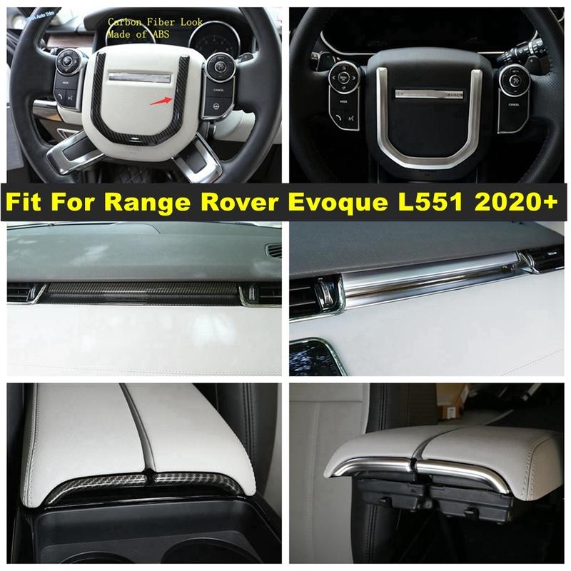 Steering Wheel Gear Shift / Armrest Storage Stripes Cover Trim For Range Rover Evoque L551 - Carbon Fiber Accessories