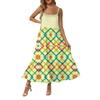 Women's Long Beach Casual Elegant Spaghetti Strap Maxi Dress Plaid Print Low-key Flowing Bohemian Dress