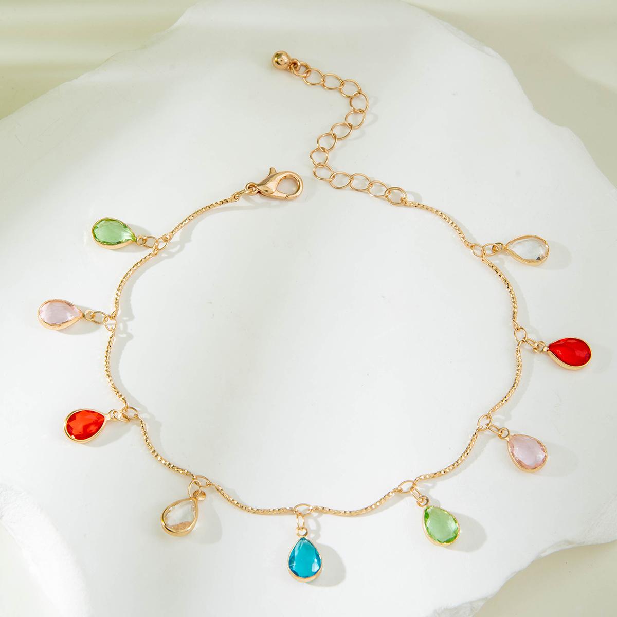 

Модная простая цветная подвеска в форме капли со стразами для женских украшений, летняя персонализированная цепочка для ног