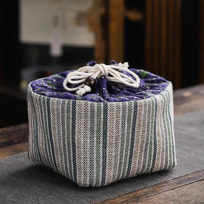 Portable Ceramics Storage Drawstring Pouches Stationery Jewellery Drop-proof Organiser Cloth Bag Travel Teaware Set Storage Bags