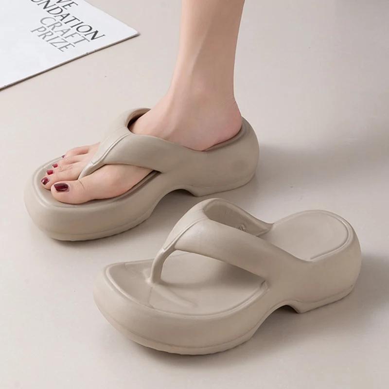 

Fashion Fashion White Platform Flip Flops Women Thick Sole Eva Slippers Clip Toe Wedge Sandals Woman 2025 Summer Non Slip Beach Slides 40-41 серый