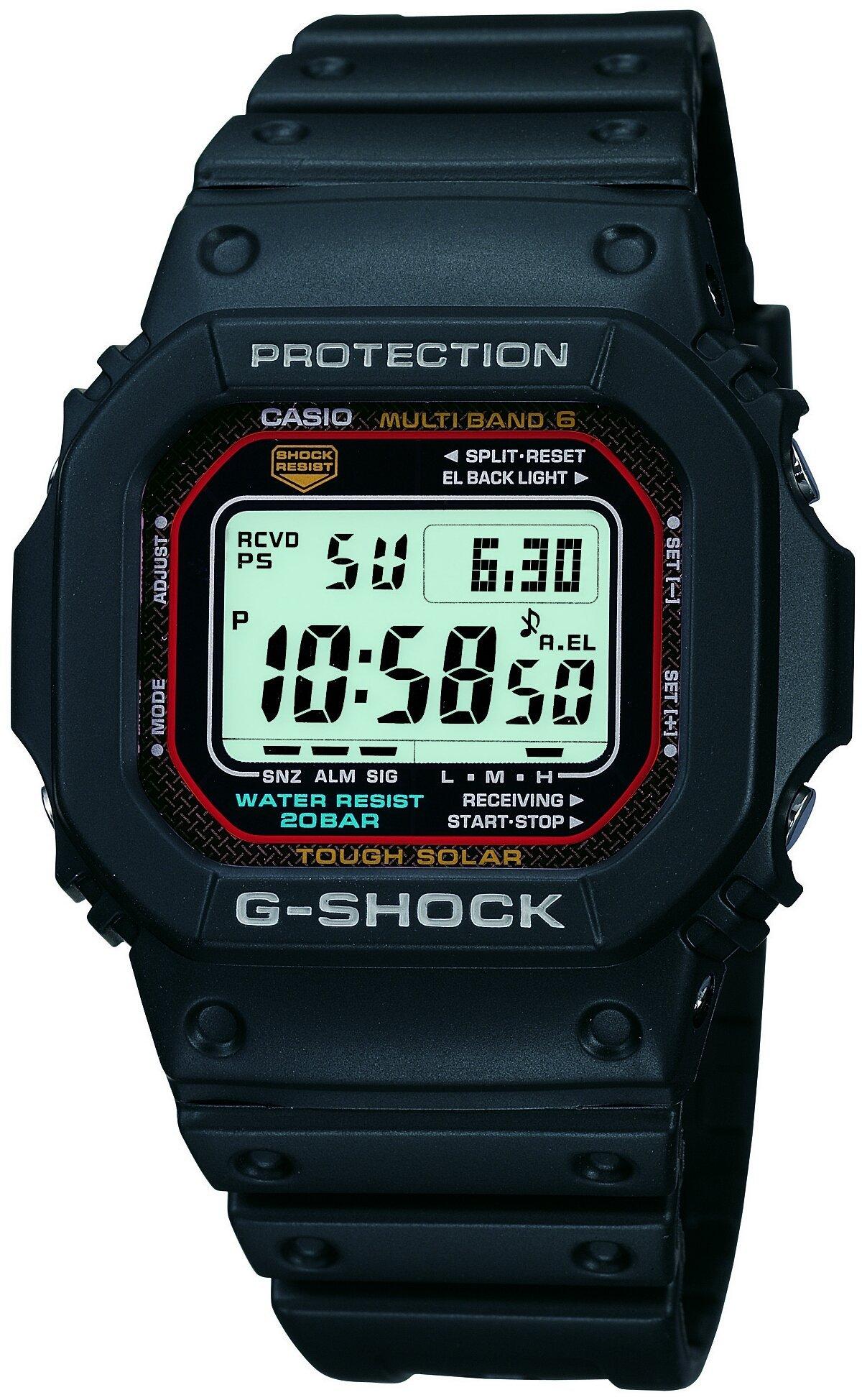 

Солнечные часы Casio с EL черной подсветкой G-Shock с радиоуправлением, GW-M5610-1JF,