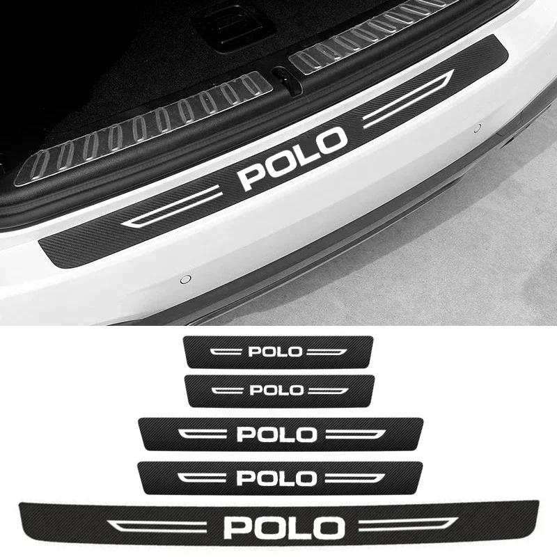 WGLRK1 Car Door Sill Protector Plate Rear Trunk Bumper Guard Threshold Sticker for Volkswagen VW POLO Logo 2024 2023 6R 9N MK5 2023