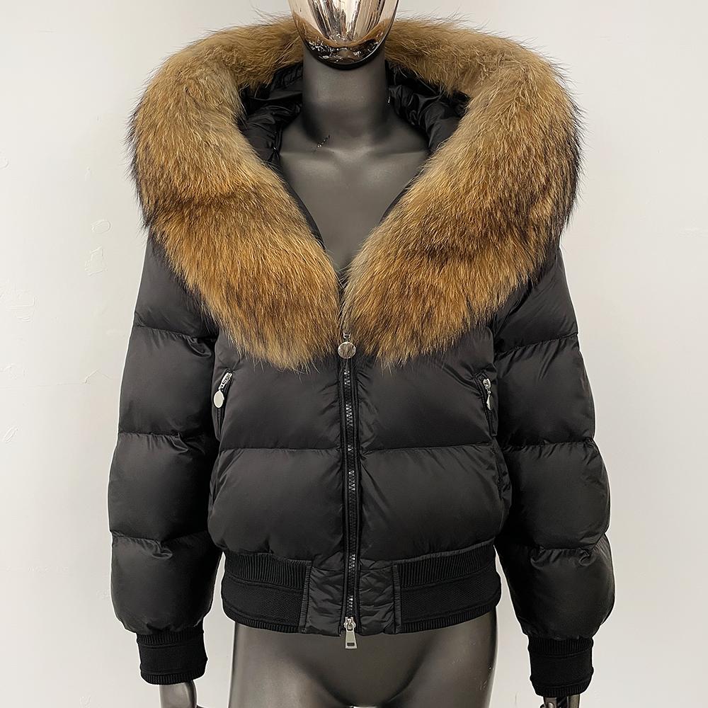 OFTBUY Hooded Thickened Warm Fluffy Puffer Jacket Women New Winter Real Fox Fur Top Clothing Natural Fur White Duck Down Coat