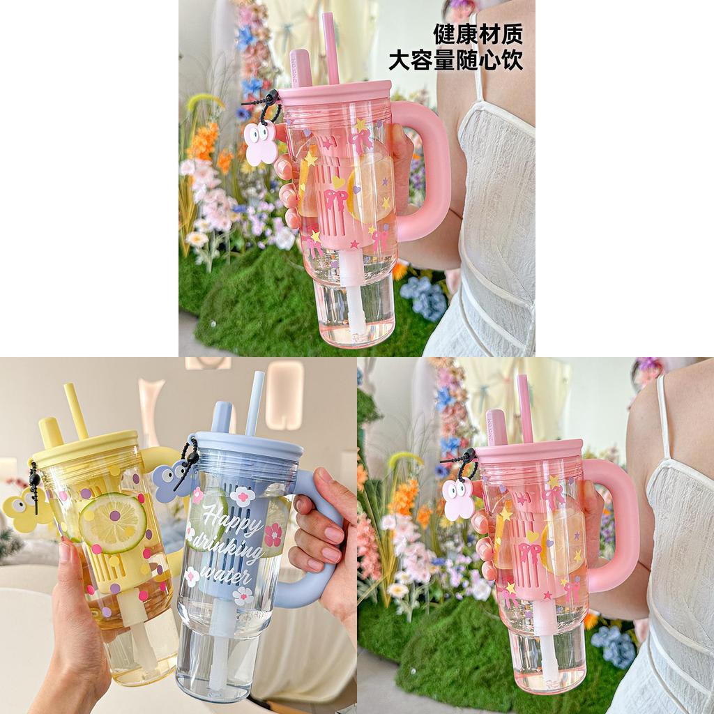 Summer Cute Portable Large Capacity Milk Tea Cup With Handle For Outdoor And Car Use