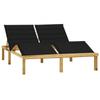 Day and Night - Day and Night Double Lounger and Black Cushions Impregnated Pine Wood