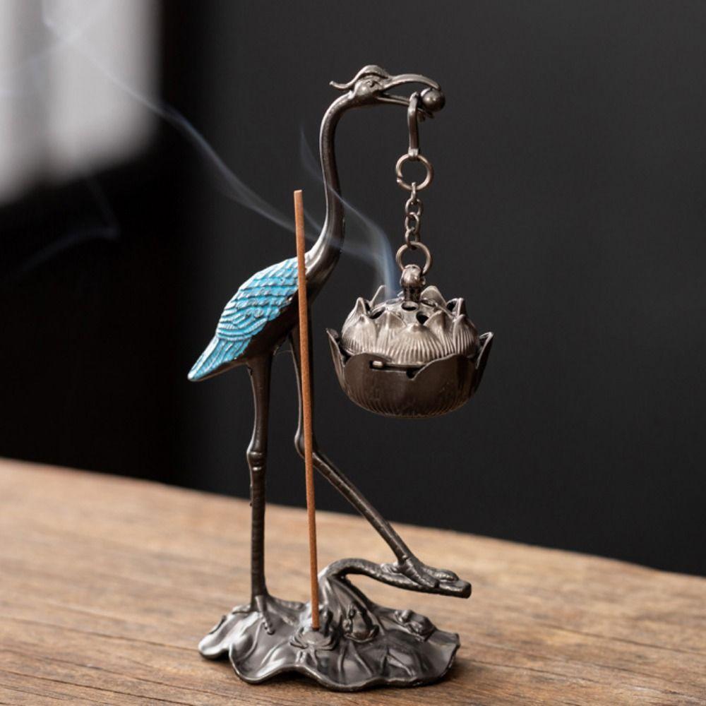 Zinc Alloy Incense Holder Red-crowned Crane Incense Burning Indoor Aromatherapy Home Decoration