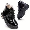 Girls High Top Boots Plush Lining Lightweight Durable Faux Cover Non Slip Traction Sole Zipper Lace Up Closure