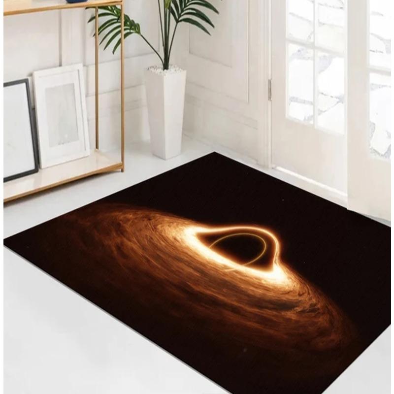 Black Hole Space Rug Cosmic Galaxy Print Carpet Machine Washable Modern Decor Rug Astronomy Lover Room Accent