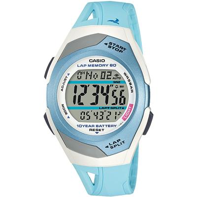 Relógio esportivo masculino, Casio Collection STR-300J-2CJH, cronômetro de volta e divisão azul