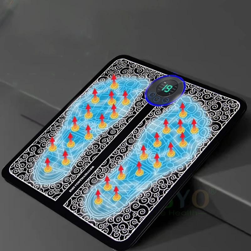 EMS Puls Fotmassager 8 Lägen 19 Nivåer USB-Laddning Sulmassagedyna för Fötter Muskelstimulering Avslappning