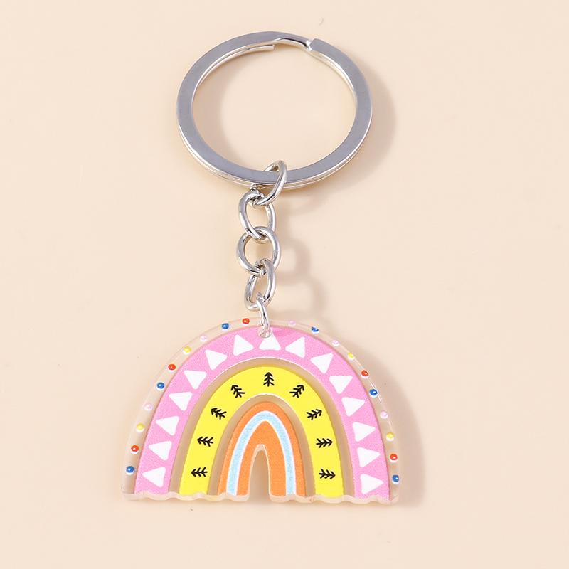 Colorful Rainbow Keychain Smile Cloud Key Rings Resin Key Chains for Women Girls Handbag Gift Jewelry Accessories