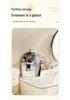 Transparent Rotating Makeup Organizer with Dustproof Compartments for Brushes, Lipsticks, and Eyebrow Pencils