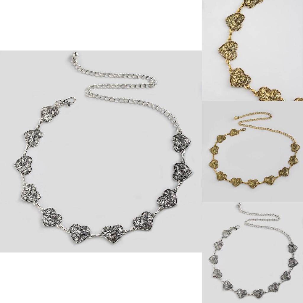 Elegant Flower Pattern Metal Waist Chain For Women With Heart Buckle For Summer Wear