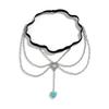 Ethnic Style Totem Turquoise Pendant Fringed Thigh Chain Female, Versatile Beach Metal Heart-Shaped Foot Decoration