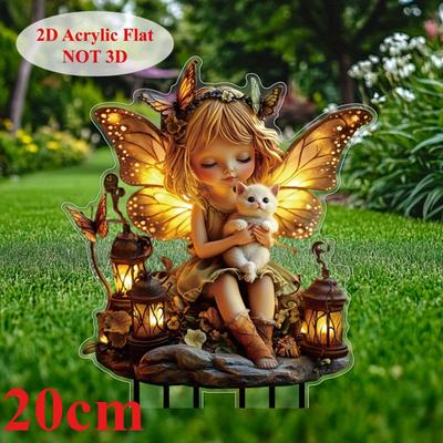 Hada Mariposa Peculiar, Acrílico Plano 2D, Decorativo, Adecuado para Jardín, Césped, Maceta, Fiesta, Navidad, Halloween
